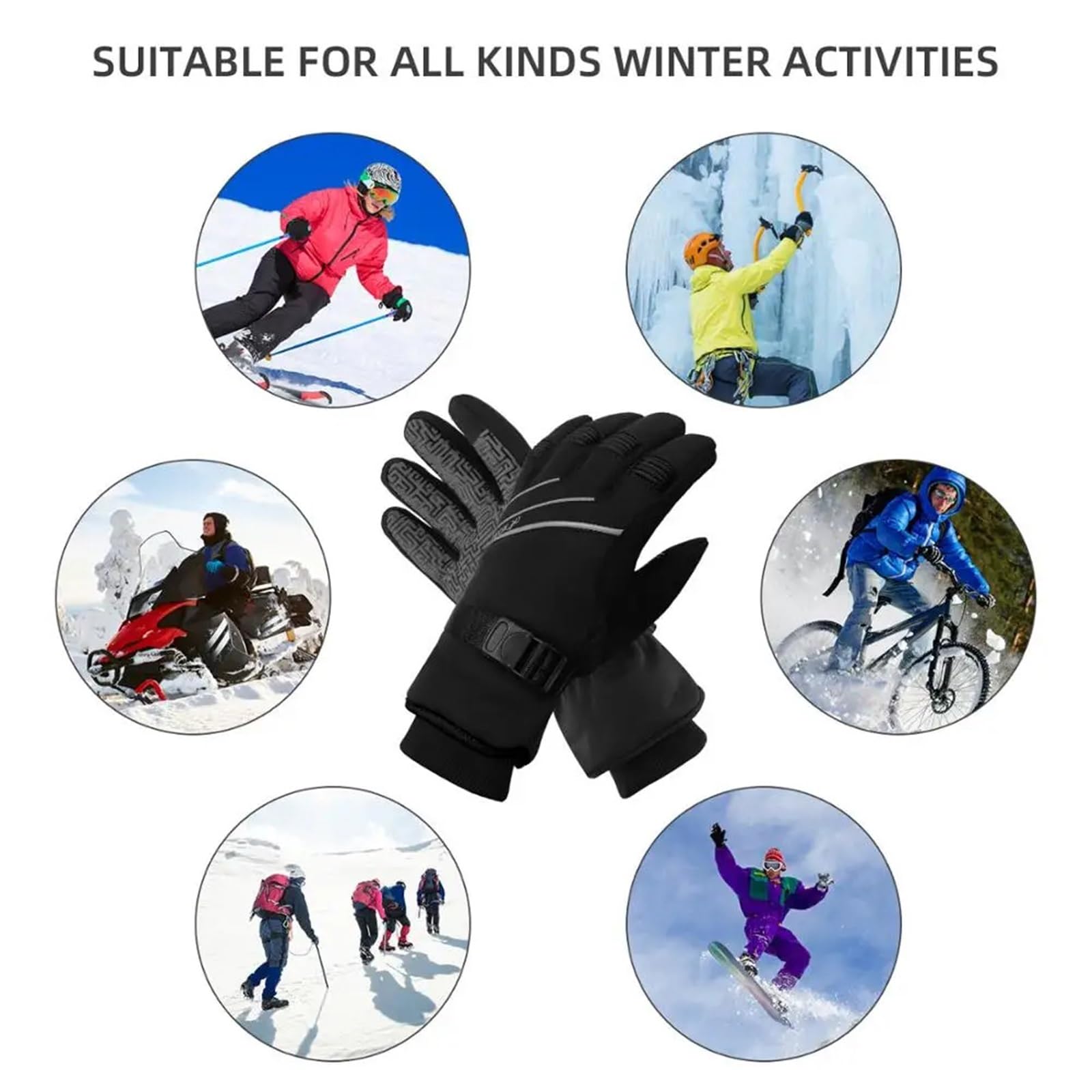 Guanti Neve Donna Guanti da sci caldi con dita intere, touch screen, invernali, for ciclismo, riflettenti, antivento, for moto, uomo e donna