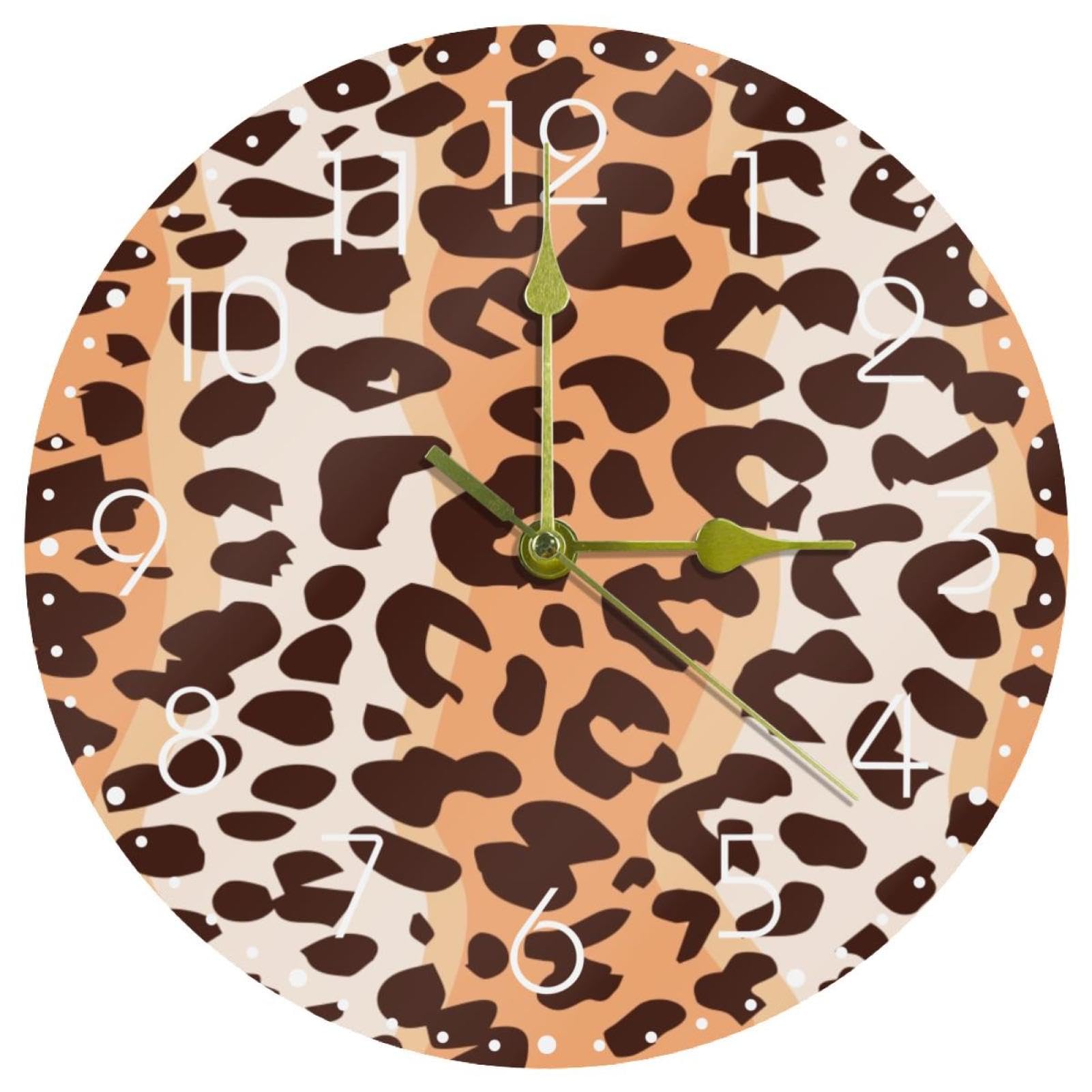 Horloge murale ronde léopard anti-bruit pour retrouver le sommeil en chambre