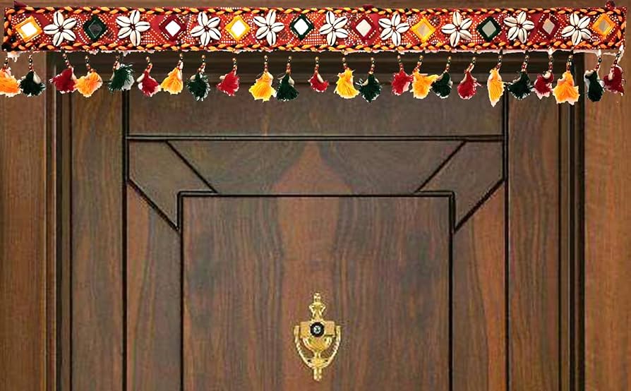 Buy VILLAGE KRAFT Auspicious kodi/Kaudi toran/thoranam/Thorna/Thoran/Lucky Festoon for Door Entrance hangings | Bhandanwar for Festive Decor,Pooja Room (VKKUDITRN-009) Online at Low Prices in India - Amazon.in
