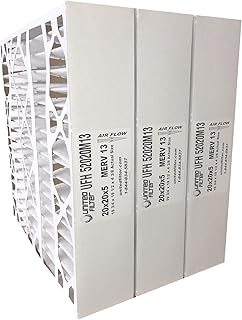 United Filter 20x20x5 MERV 13 Furnace Air Filters (Case of 3) - HVAC Filters Purify Air, Removes Pollen, Mould, Bacteria & Smoke - Air Filters Made in Canada