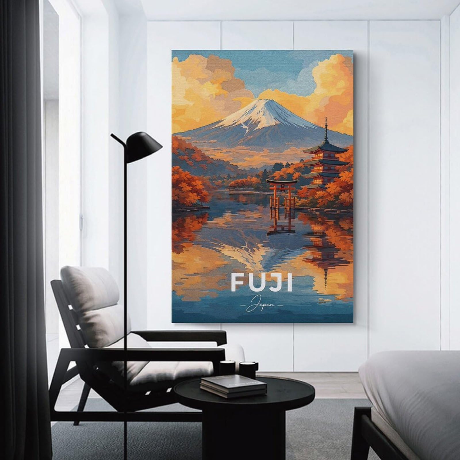 Junmoney Wall Art Print Mount Fuji And Pagoda in Autumn, 24x36inch(60x90cm), for Contemporary Homes, Apartments Or Offices, An Easy Choice for New Home Styling