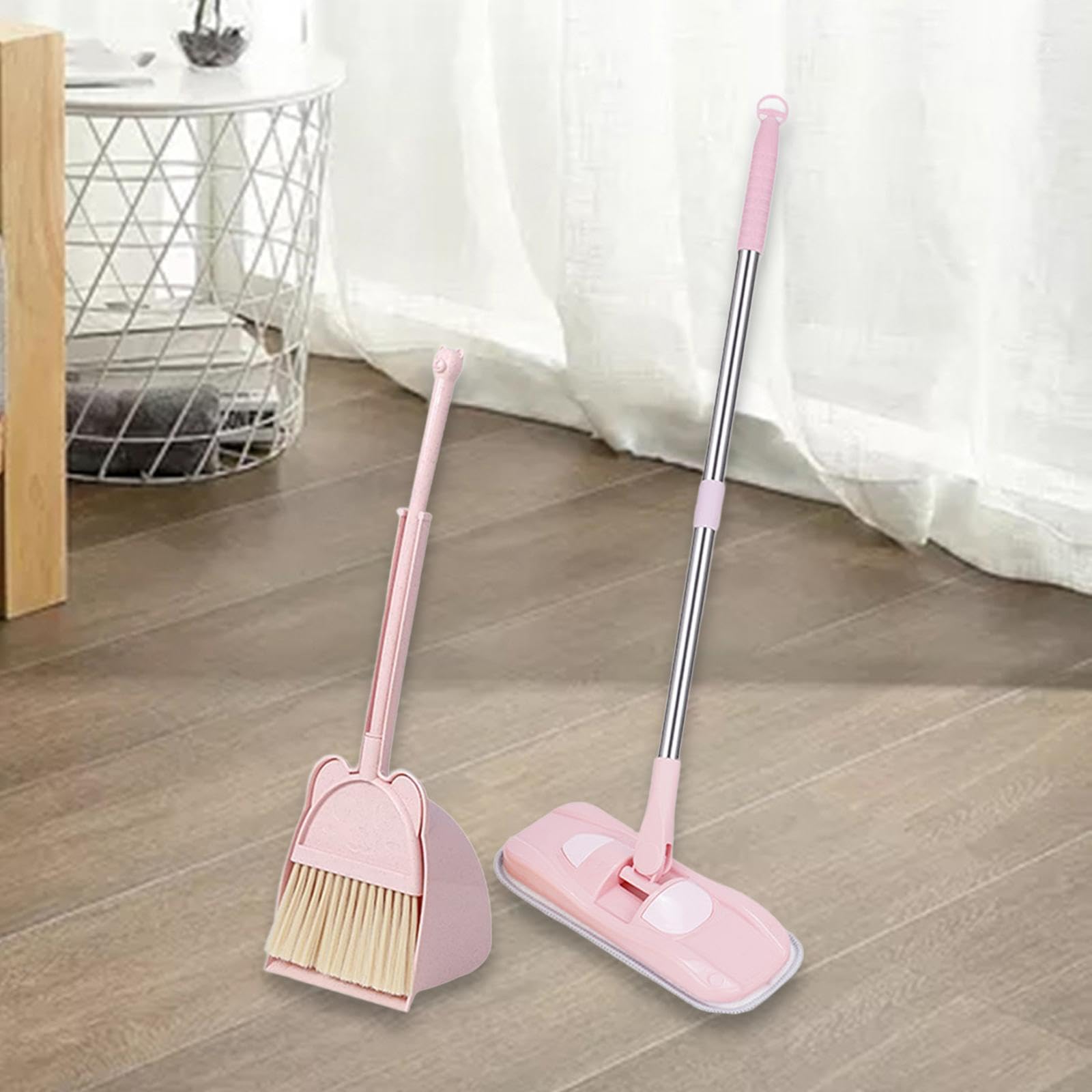 Set di Giocattoli per La Pulizia dei Bambini Set di Scope per I più Piccoli Regali per Le Vacanze Giochi di Finzione Set di Aiutanti per Le Pulizie PE, Rosa
