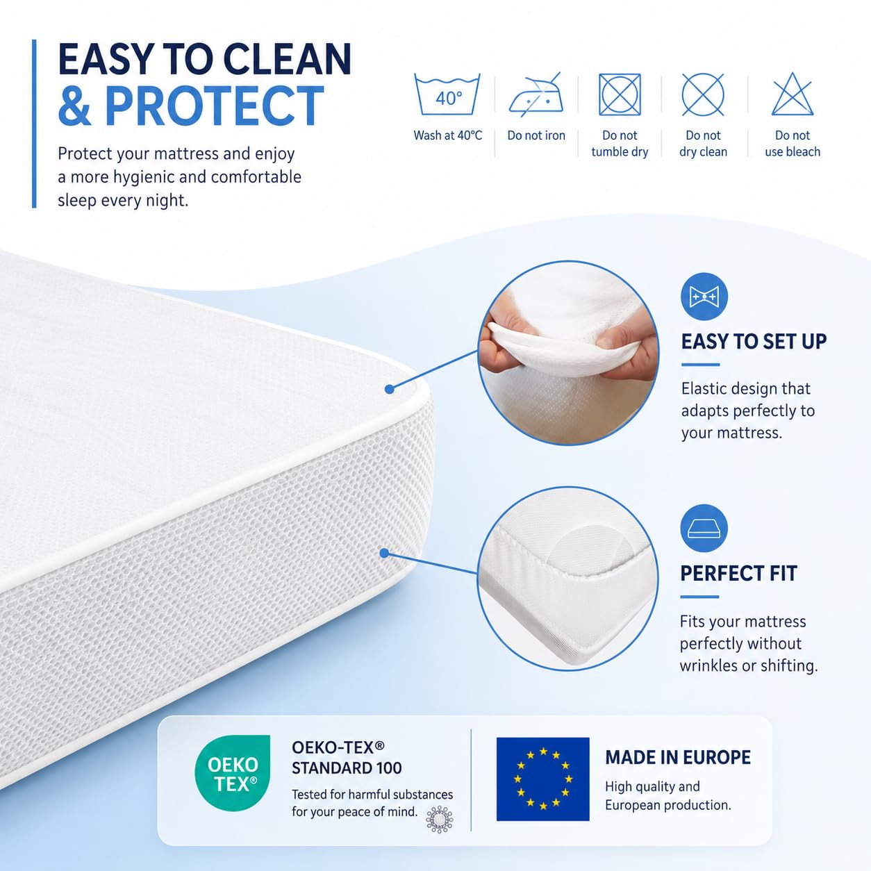 DORMISSIMO Pack 2 sábanas Protectoras 60x120 cm + cuña elevadora (Limita el reflujo y la regurgitación – Reduce la congestión Nasal y los cólicos)