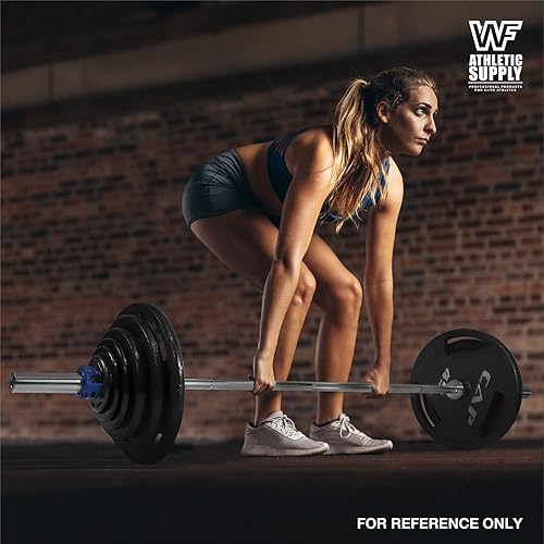 Miniatura 6 de WF Athletic Supply Barra olímpica de acero sólido con peso de 7 pies y 2 pulgadas, para levantamiento de pesas, prensa de banco, entrenamiento de