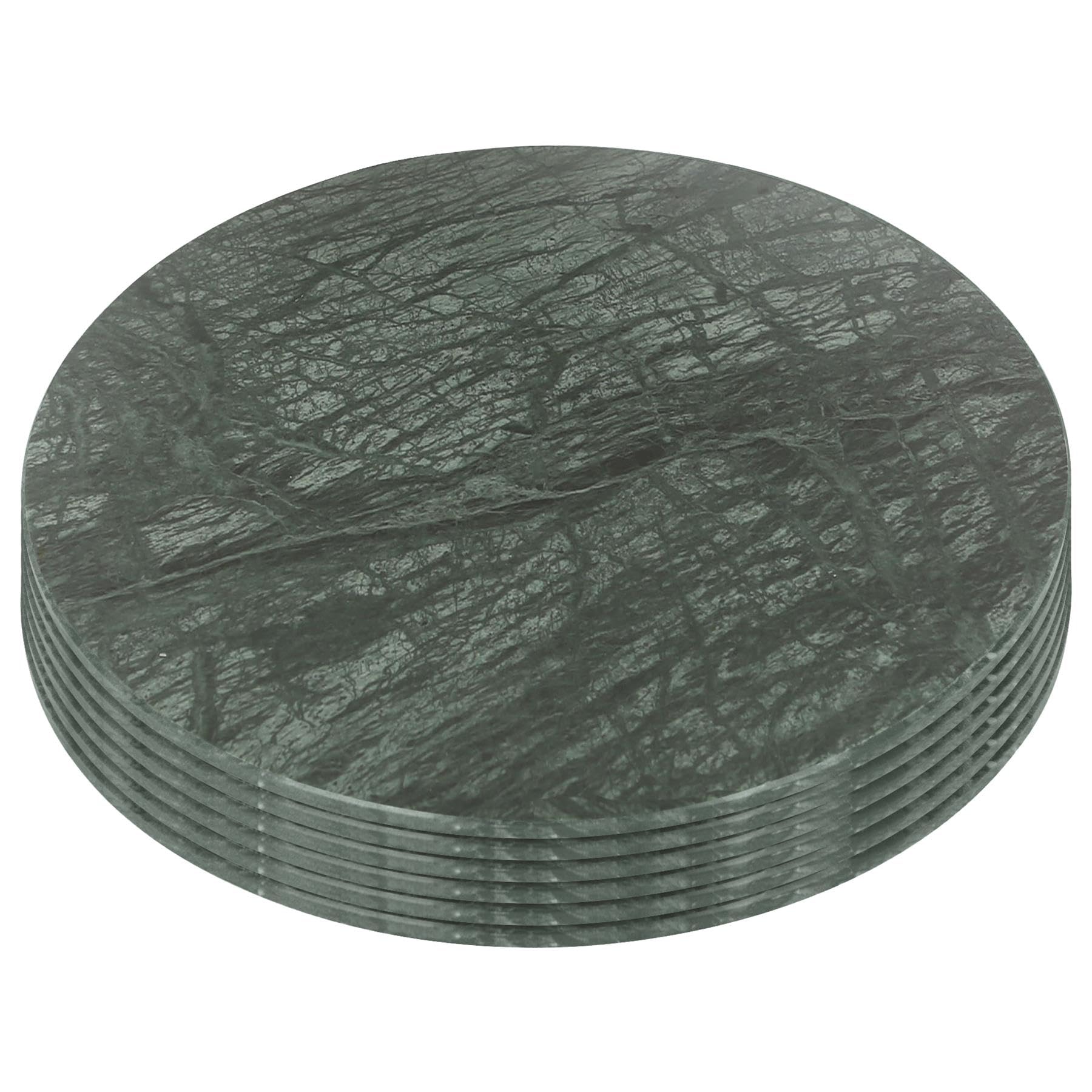 Rinkit.com Green Round Marble Placemats - 30Cm - Pack Of Six