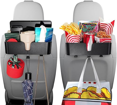 Benlari Organizador de asiento trasero para reposacabezas de automóvil con portavasos de 3.7 pulgadas, organizador de respaldo de asiento 3 en 1,