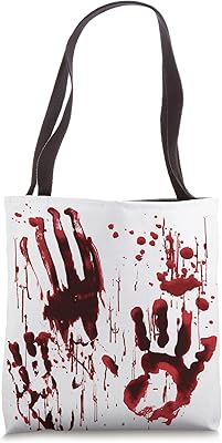 Bloody Hand Splatters Red Blood Handprints Halloween Graphic Tote Bag