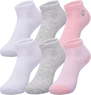 GAP Paquete de 6 calcetines para niñas con diseño de corazón, suaves y elásticos