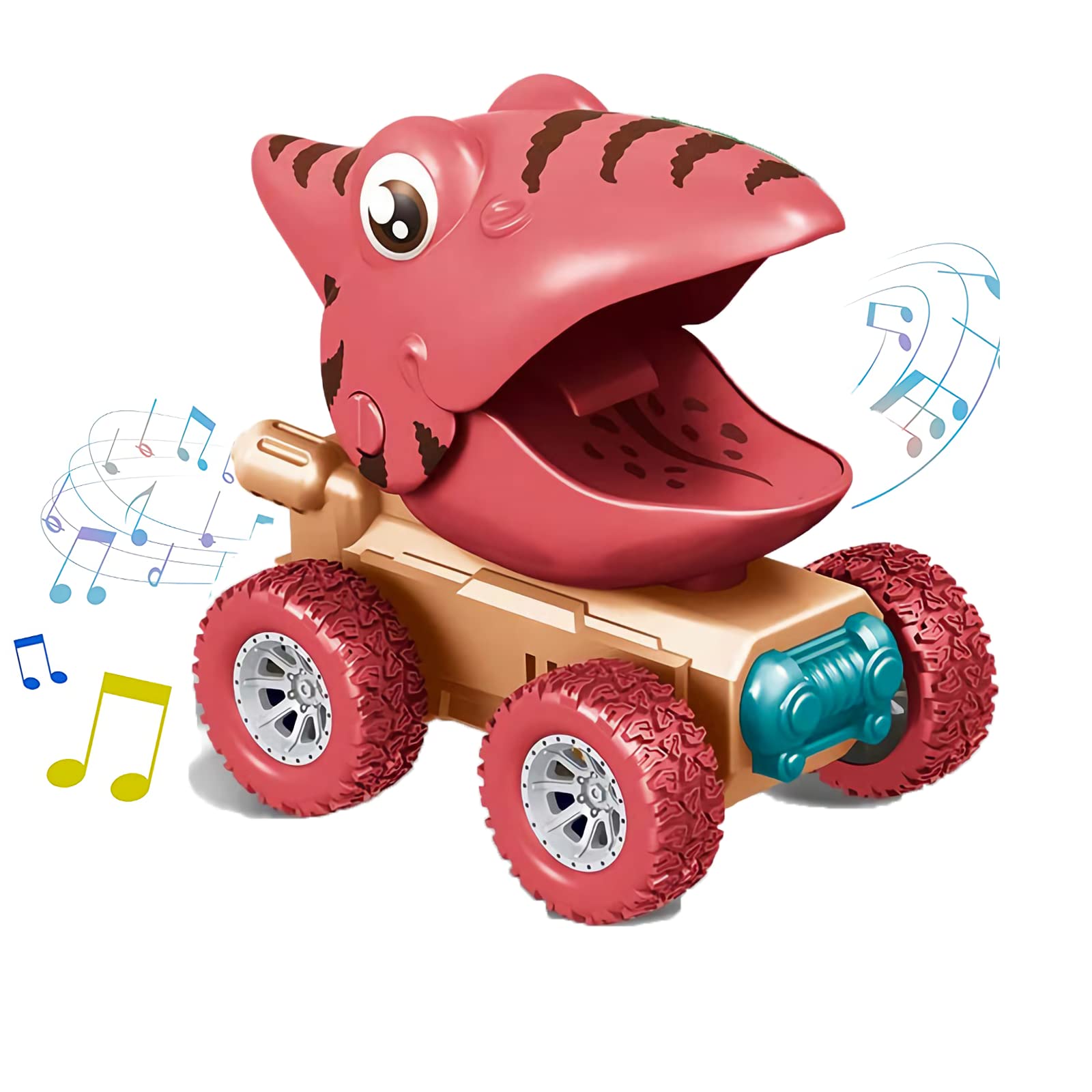 Dinosaur Toy Cars for 1 2 3 Year Old Toddlers, Press and Go Dino Trucks for Kids Infants, Flashing Lights and Dino Roar Music Toys for 3 4 5Year Old Boy (Random Color) (Pterodactyl)