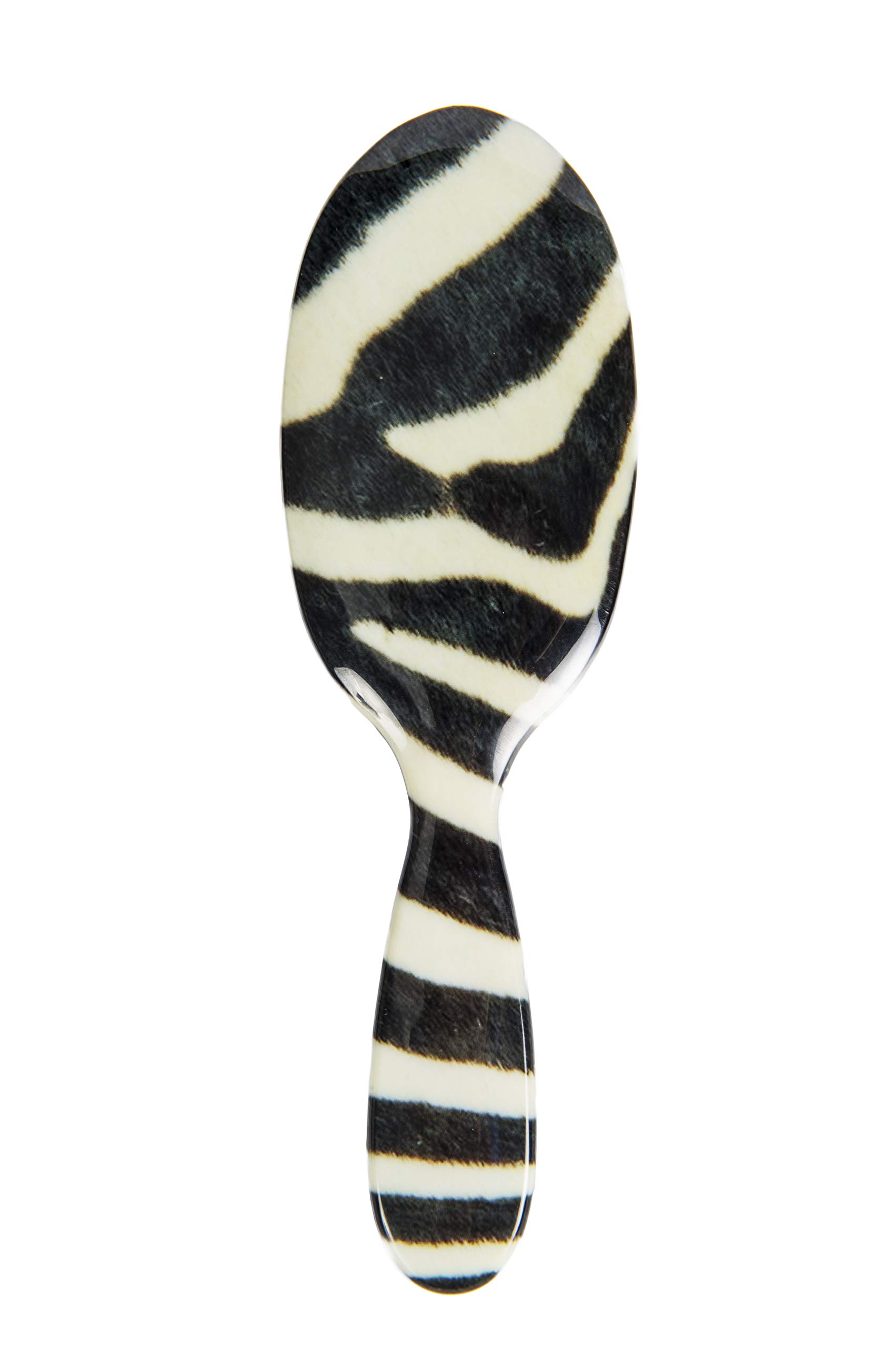 Rock & Ruddle Spazzola per capelli naturale in pura setola per donne e bambini (grande, 21 cm), capelli bagnati o asciutti, districante - prodotta nel Regno Unito - design in pelliccia zebrata