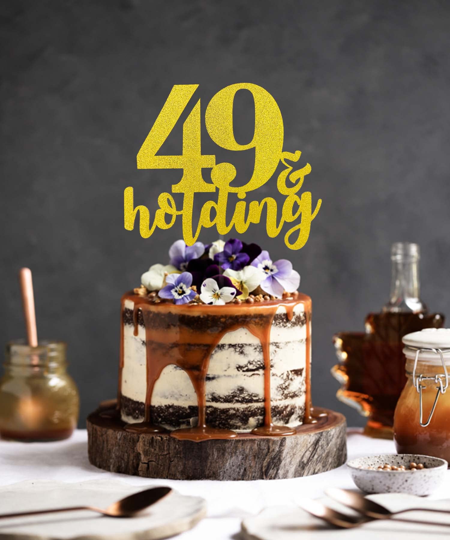 LINGTEER Thirty Nine Funny Silver Rhinestone Cake Topper - Cheers To