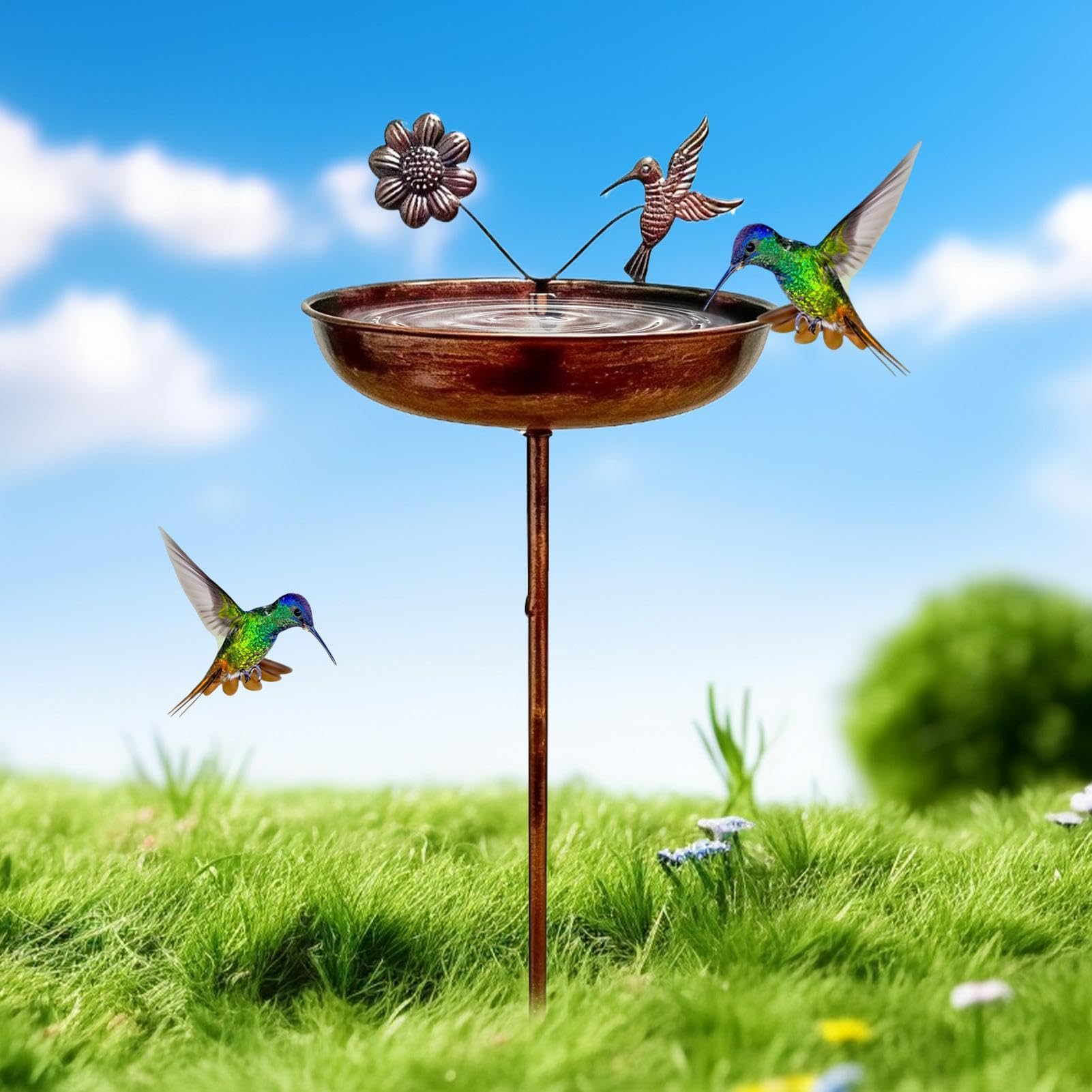 Bagno Di Da Giardino Esterno | Abbeveratoio per in metallo 83,8 cm - D'Acqua Per Con Picchetto | per colibrì e in giardino cortile la fattoria sulla terrazza e