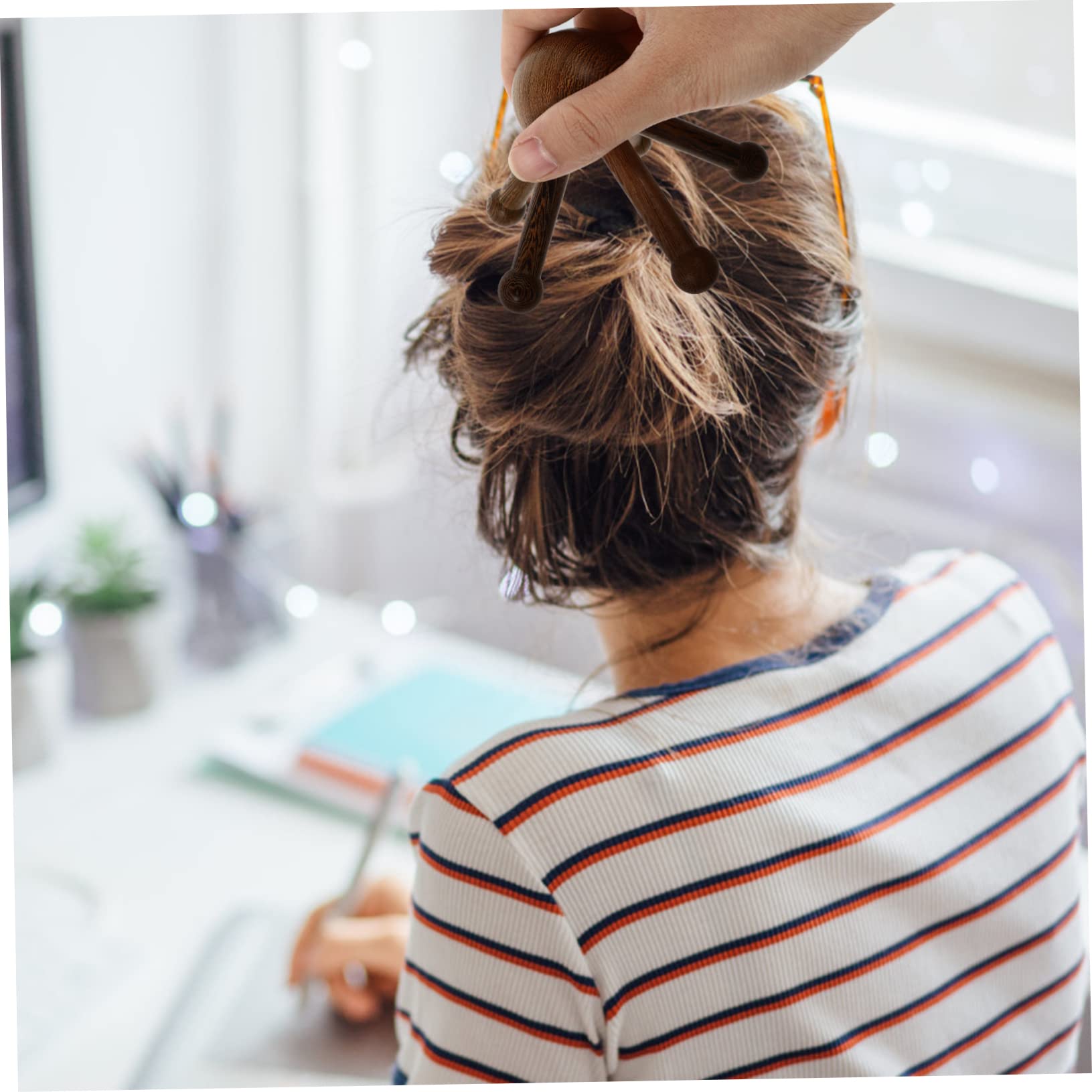 5stücke Holzklaue Kopfhaut- Massagegerät Für Kopf Und Bauch Ergonomisches Design Für Entspannung Und Stressabbau Beige Leicht Und Tragbar