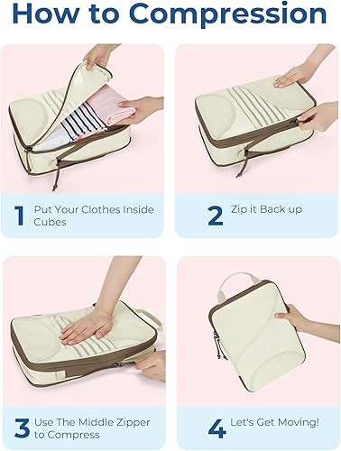 Miniatura 5 de BAGSMART Juego de 6 cubos de compresión para maletas, organizadores de maleta de compresión con bolsa de zapatos