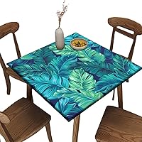 Vista 19 de Mantel elástico cuadrado para mesas de hasta 36 pulgadas, mantel ajustable impermeable con estampado bohemio, mantel de poliéster lavable