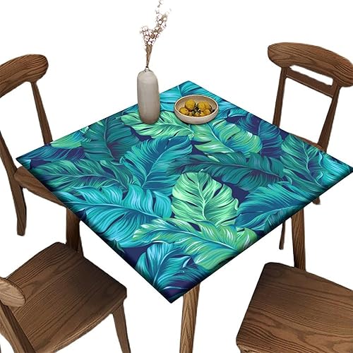 Miniatura 23 de Mantel elástico cuadrado para mesas de hasta 36 pulgadas, mantel ajustable impermeable con estampado de madera, mantel de poliéster lavable para