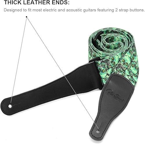 Miniatura 3 de Correa de cuero para guitarra con extremos de calavera, correa de hombro para bajo, eléctrica, guitarra acústica, el mejor regalo para hombres y