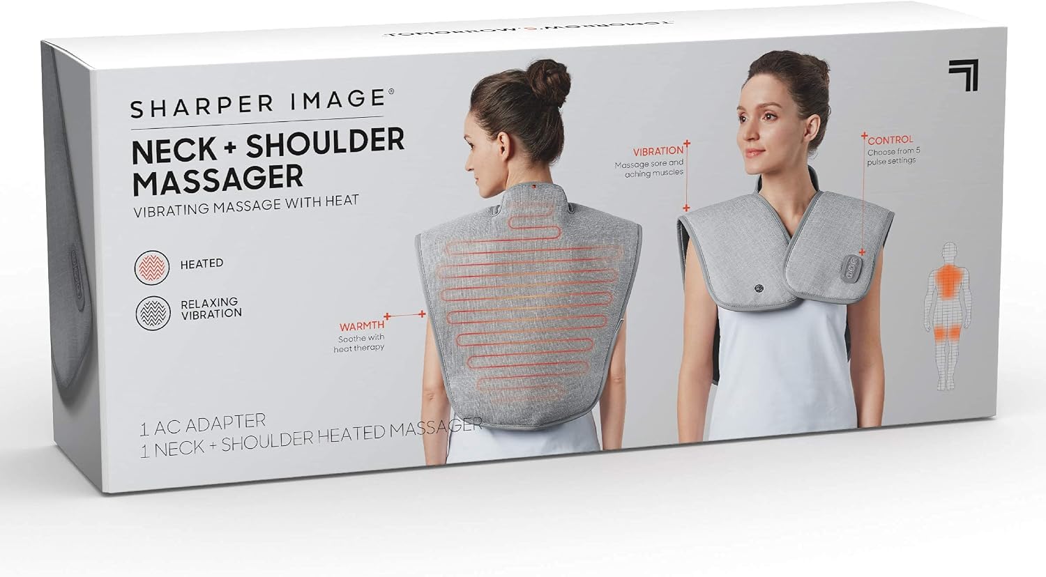 Sharper Image Neck + Shoulder Massager with AC adapter connected.