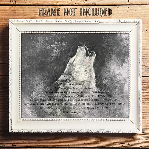 Miniatura 8 de Espíritu del lobo. Tú que vagas en sombras silenciosas. Muévete por este mundo. Oración del lobo aullando - Decoración artística de pared con citas