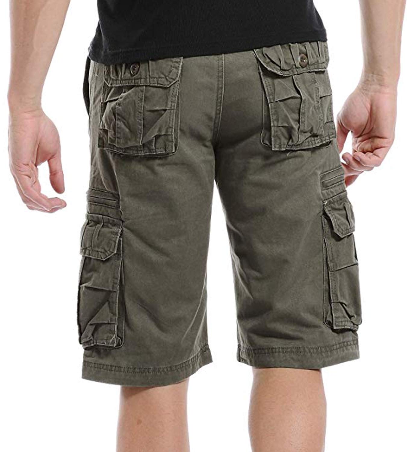 Hommes Shorts Bermudas Cargo Outdoor Coton Casual Lâche avec Poche