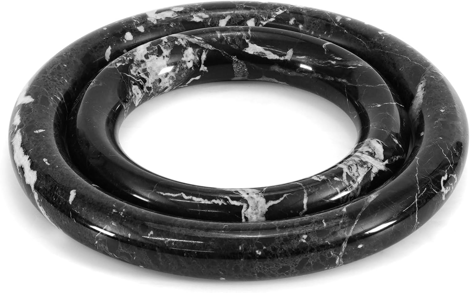 Marble Trivet Set of 2 Black Stone Trivets for Hot Dishes, Decorative Heat Resistant Trivets for Dining Table, Modern Kitchen & Coastal Table Decor