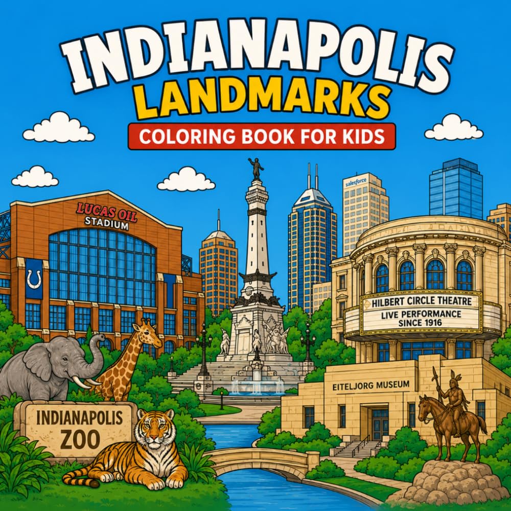 Indianapolis Landmarks Coloring Book for Kids: Color the most famous landmarks of Indianapolis! (American Landmark Series - Kids Coloring Books)