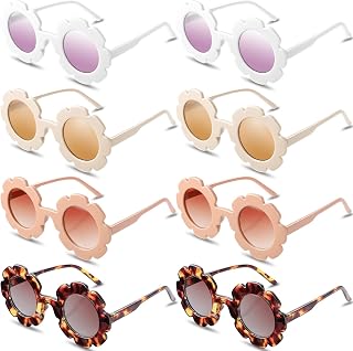 8 Pcs Flower Girl Sunglasses Sunflower Glasses Outdoor Beach UV Protection Baby Sunglasses Cute Girls Toddler Sunglasses Retro Novel Daisy Sunglasses Floral Party Eyewear for Kids