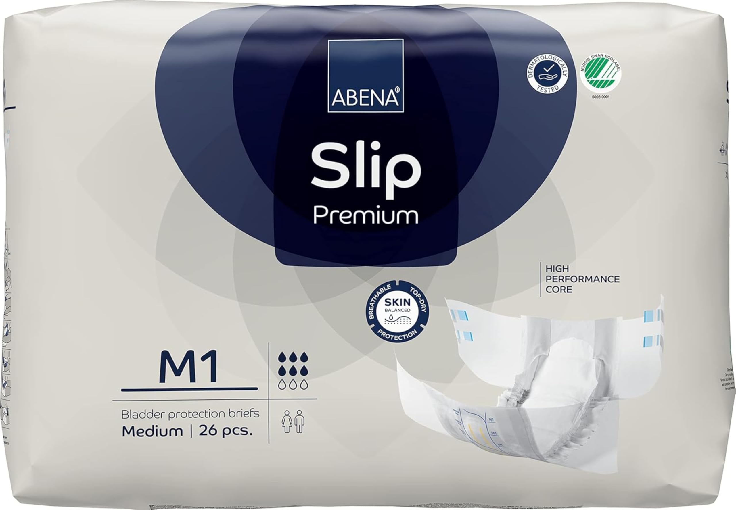ABENA Slip Premium All-In-One Incontinence Pads For Men & Women, Eco-Labelled - Medium 1, 70-110cm Waist, 2000ml Absorbency, 26PK