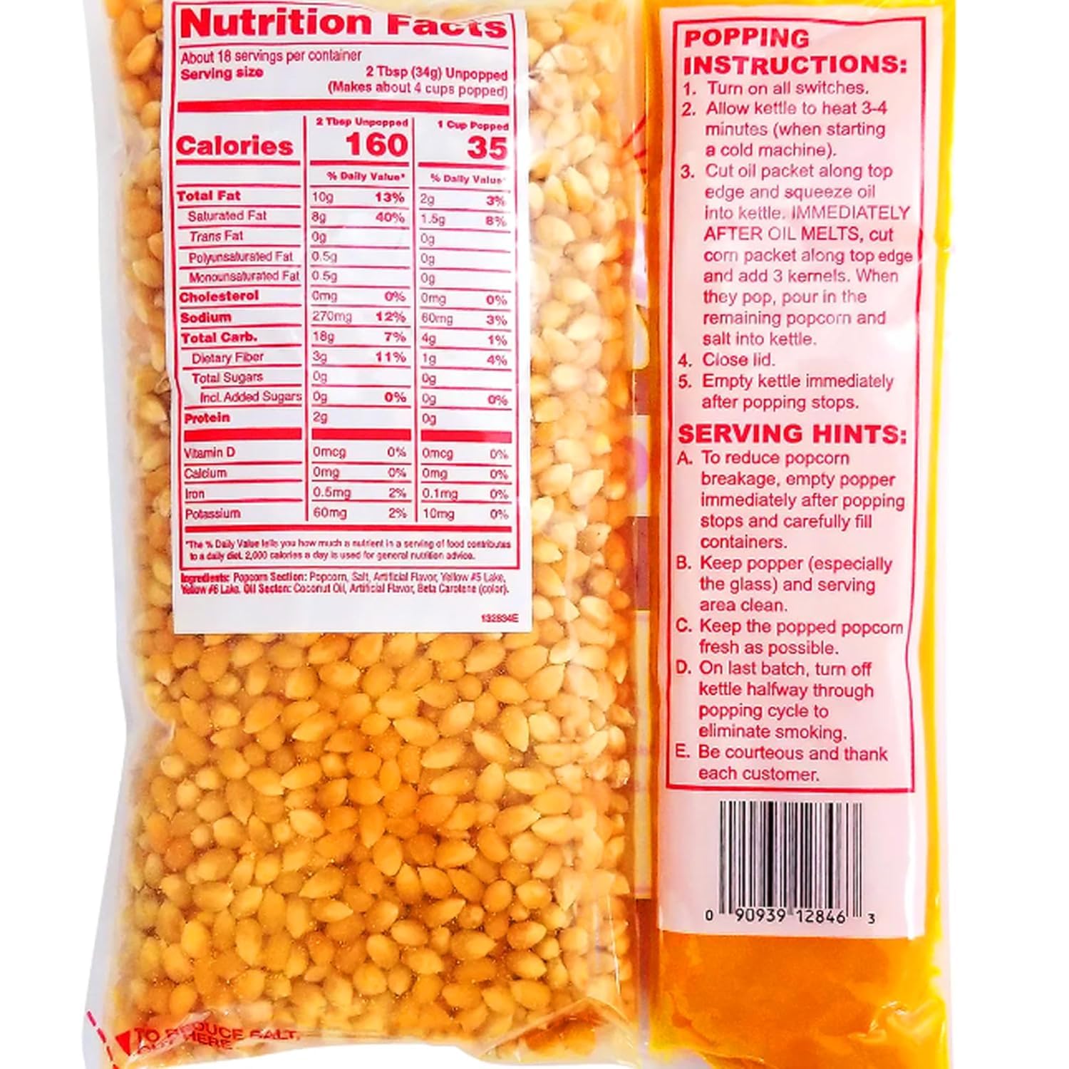 Mega-pop Popcorn, Oil and Salt Kit with Coconut Oil -22 Oz. - 20 Ct., 30 Pound (Pack of 1)