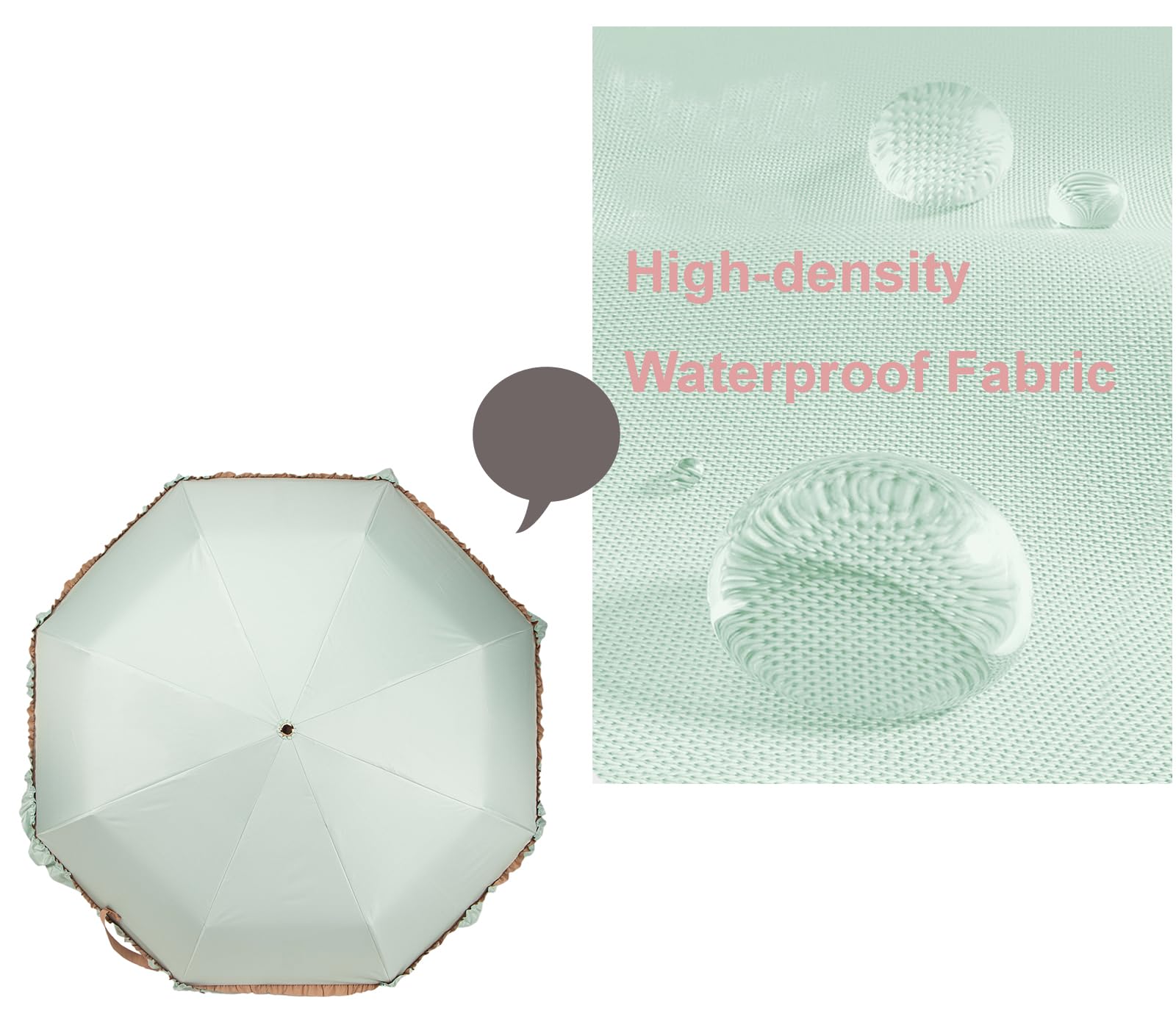 LCY Parapluie pliable à bords floraux avec poignée en crochet, résistant au soleil, à la pluie et au vent