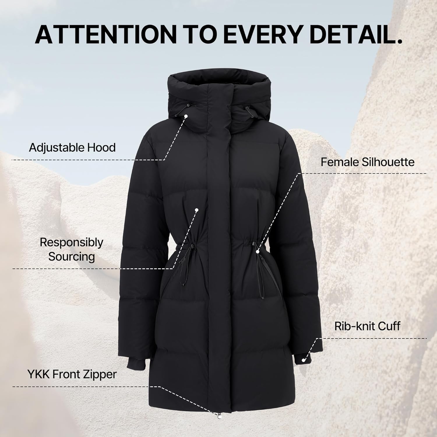 Fitouch Nimbus Haven Pro Women's Down Puffer | 750+ PF Lady Winter Jacket | Mid-Length Soft Warmest Coat - Image 11