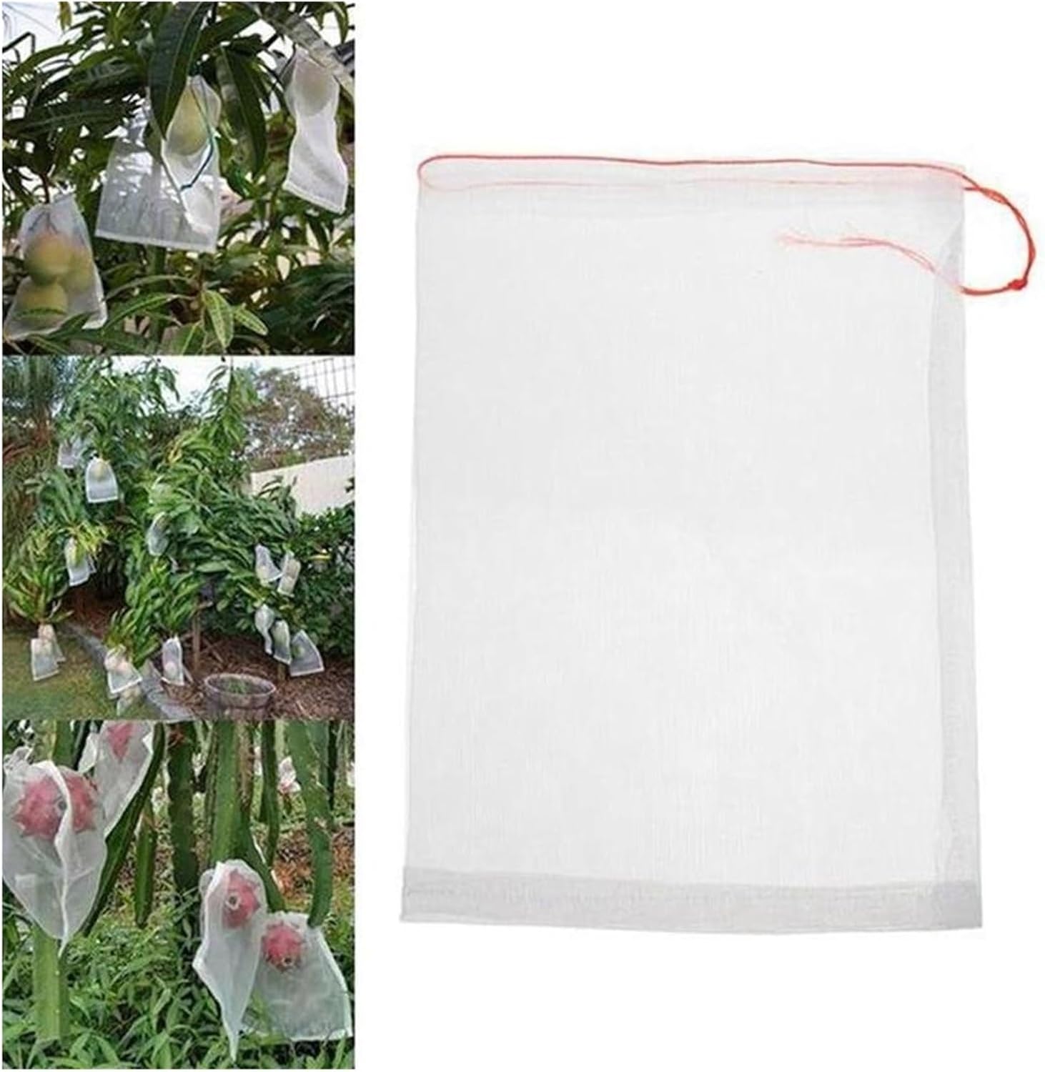 10pcs Drawstring Reusable Protection Bags for Seeds Soaking Germination Nylon Fruit Mesh Bags (Color : White, Size : X-Large)