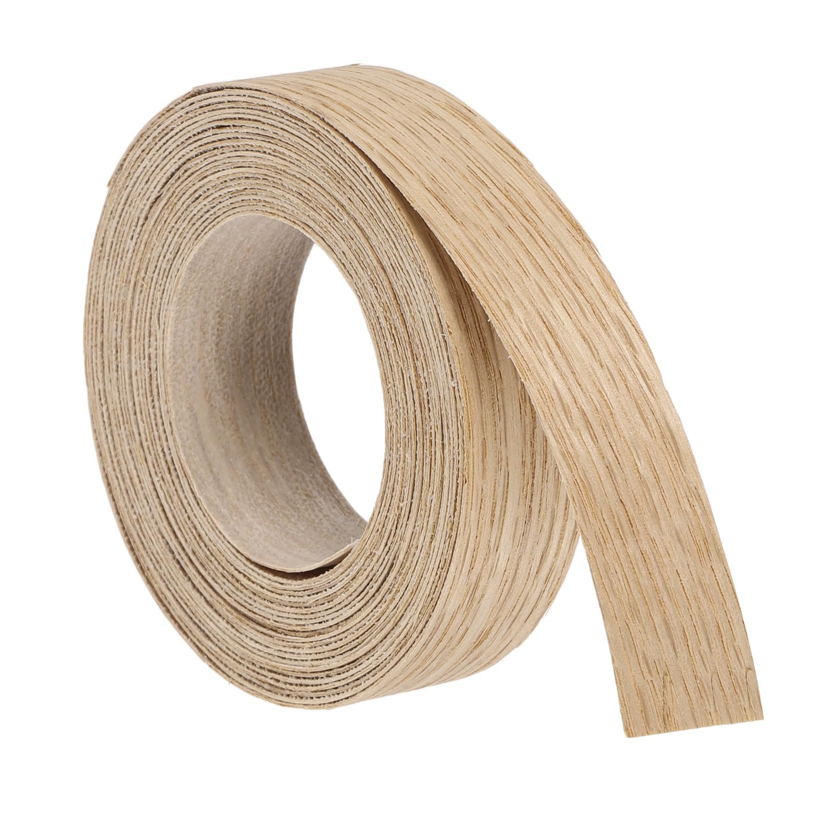 sourcing map 1.9cm x 4.6m Wood Veneer Edge Banding, Pre-Glued Flexible Red Oak Edging Strips, Iron on with Hot Melt Adhesive Wood Tape for Cabinet Repair and Furniture Restoration