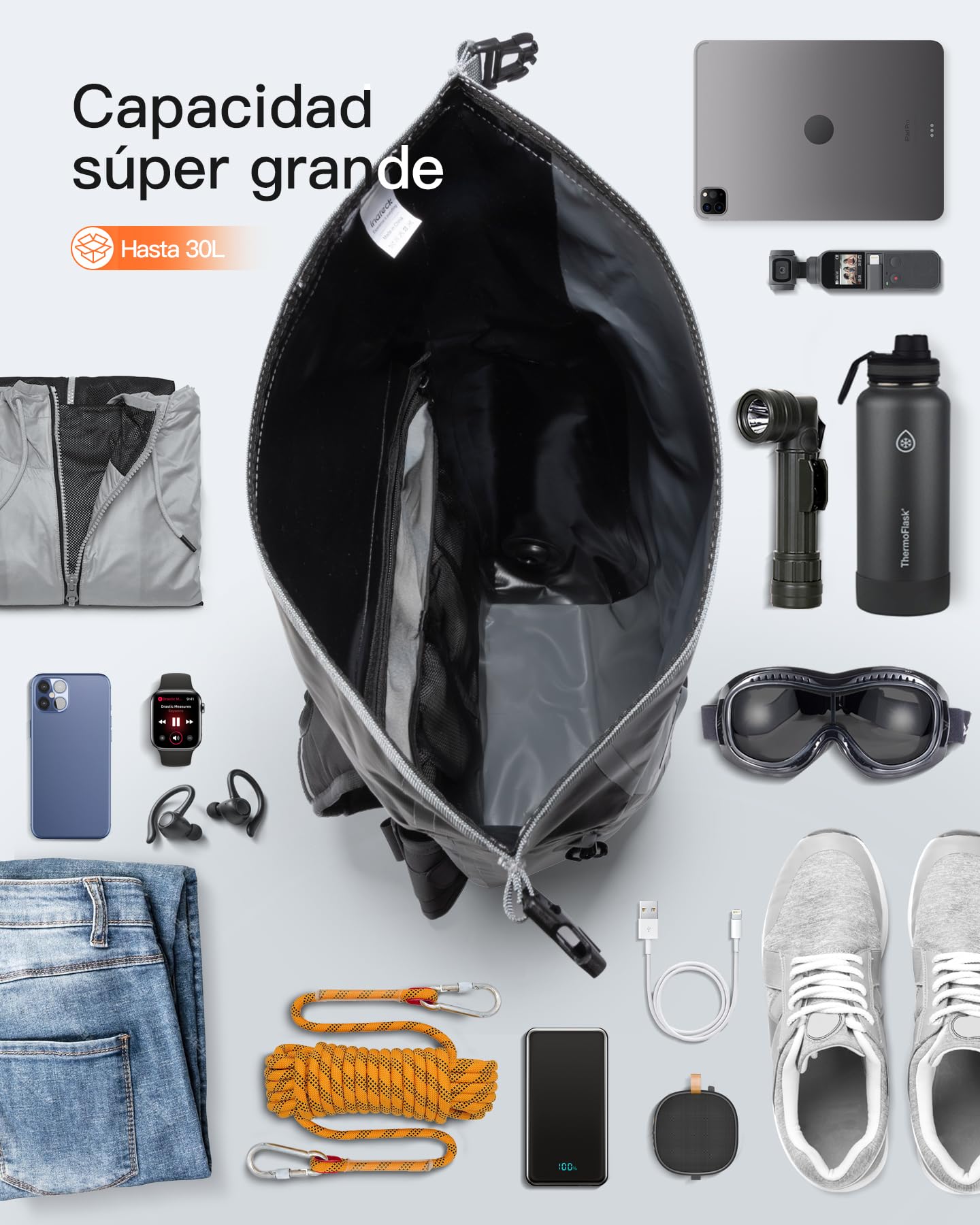 Inateck 25-30L Mochila para bicicleta,Impermeable con Cierre Enrollable,Multifuncional de senderismo, adecuada para ciclismo, escalada y actividades al aire libre