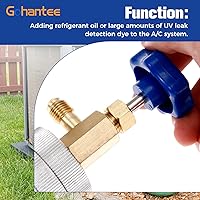 Vista 4 de gohantee Inyector de tinte de aceite de CA R12 para R134a R22 2oz A/C Herramienta de inyección de aire acondicionado hembra 1/4 "SAE x macho 1/4" SAE