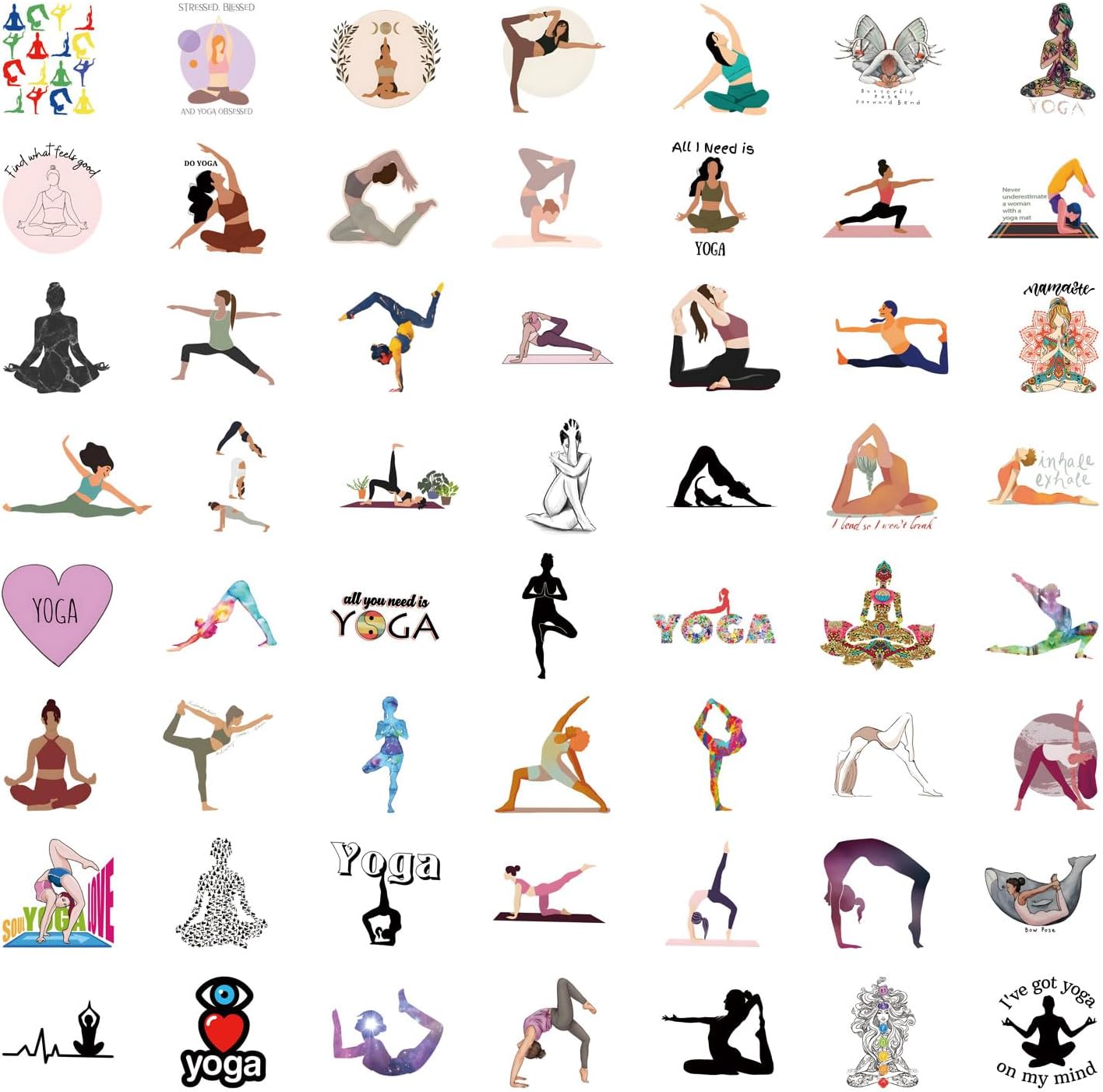 100pcs Pilates Exercise Graffiti Stickers Pack. Waterproof Vinyl Stickers. Suitable for DIY laptops Water Bottle Luggage Box Phone case. Gifts Adults Teen image 3