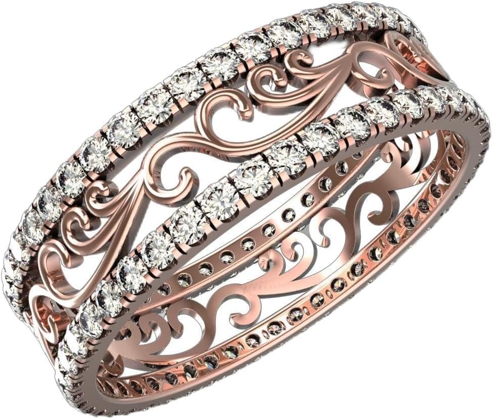 JEWELS FORUM Symbolic Wind Eternity Band Rings in 14K Gold With 0.6 Carat Diamonds and Band Width 5.5mm