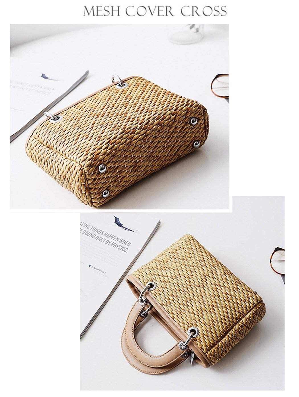 CXBLTendenze di Moda Donna Paglia Borsa a Tracolla Ms Ms Borsa a Mano Donna Paglia Borsa a Mano