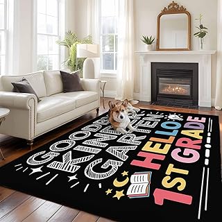 6'x9' Area Rugs, Black Graduation Indoor Outdoor Area Rug for Living Room Bedroom, Funny Words Kindergarten Washable Bathroom Rugs Kitchen Floor Carpet Mats Home Decor Aesthetic