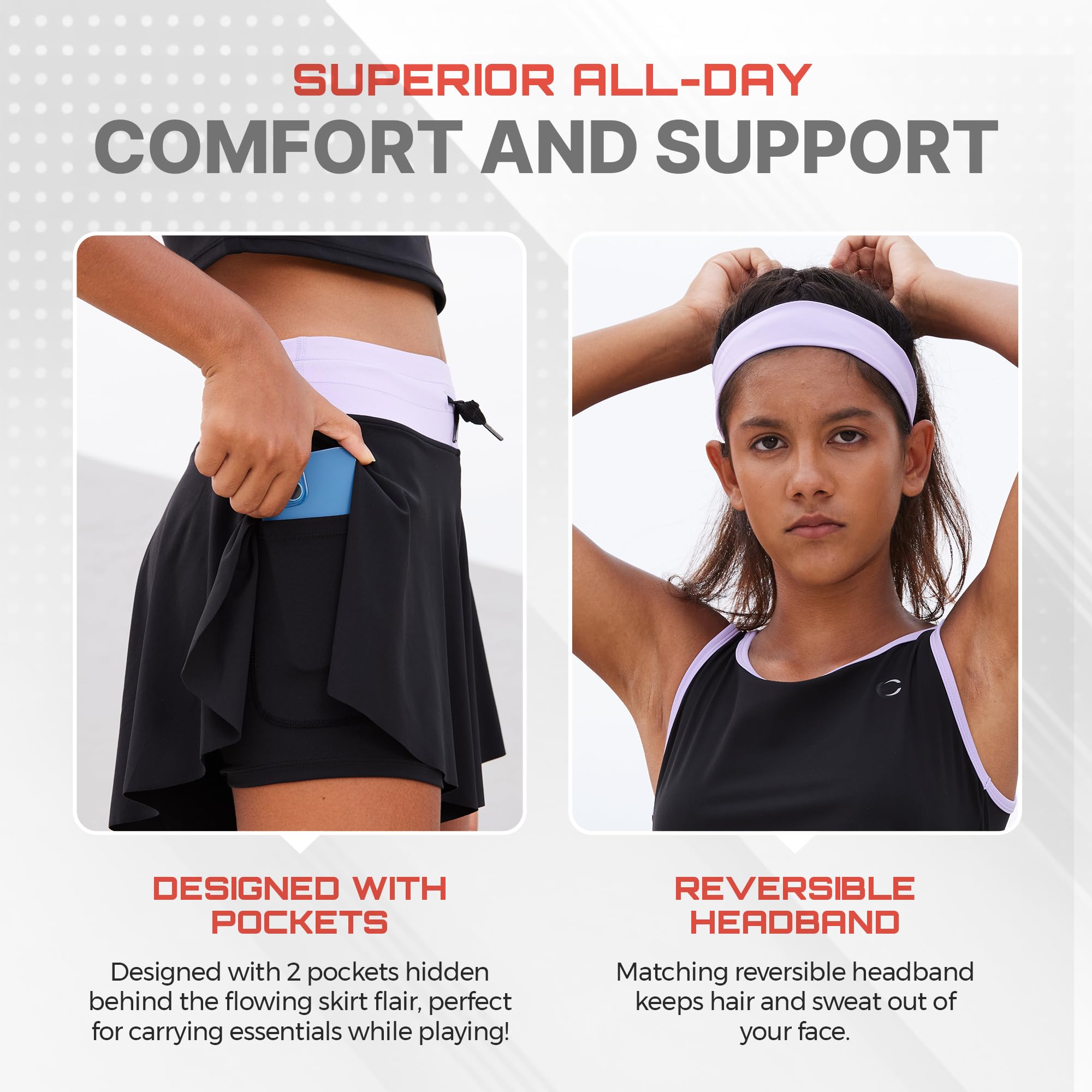 Flowy Girls Butterfly Shorts Skirts w/Pockets & Athletic Sleeveless Tank Tops, Dance Tennis Cheer Running (5pc Set)