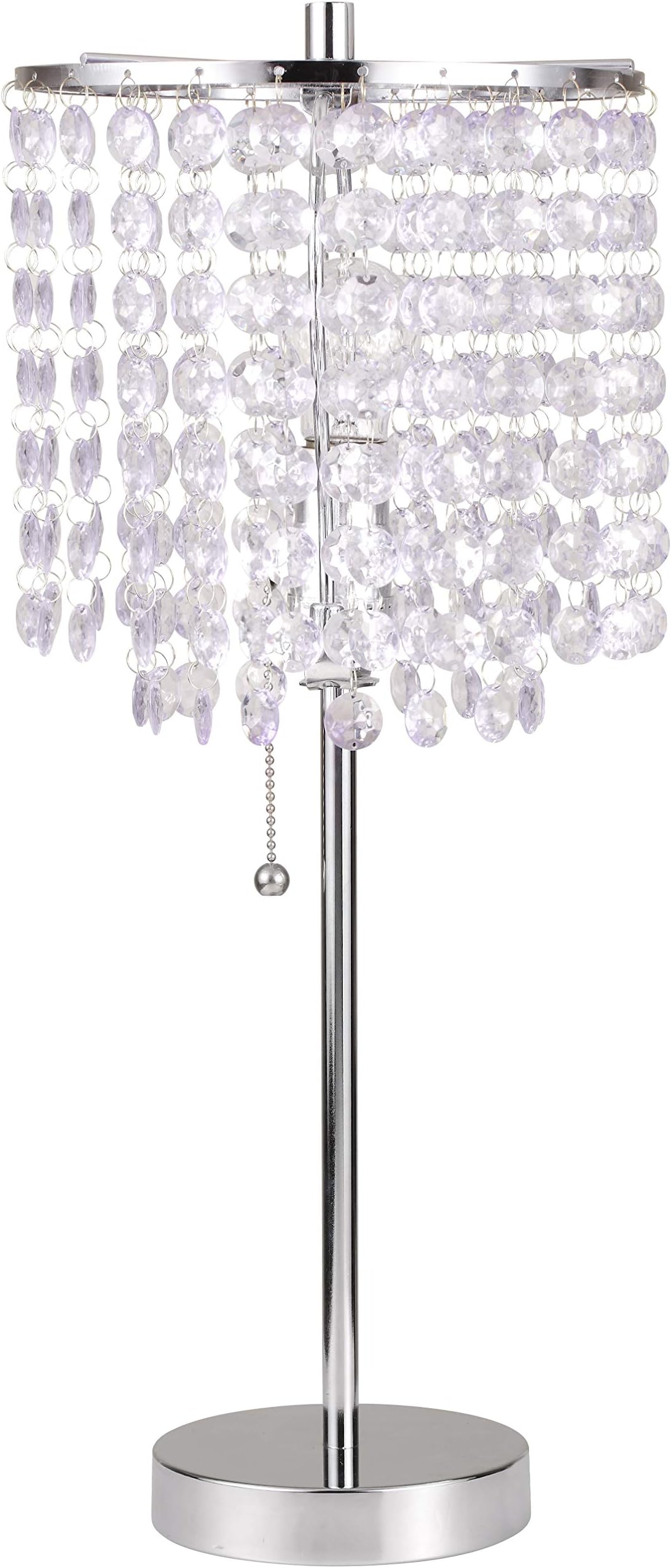 SH Lighting Crystal Inspired Table Desk Lamp - Features Convenient Pull Chain - 19" Tall Great for Bedrooms, Living Rooms, or Offieces - Chrome