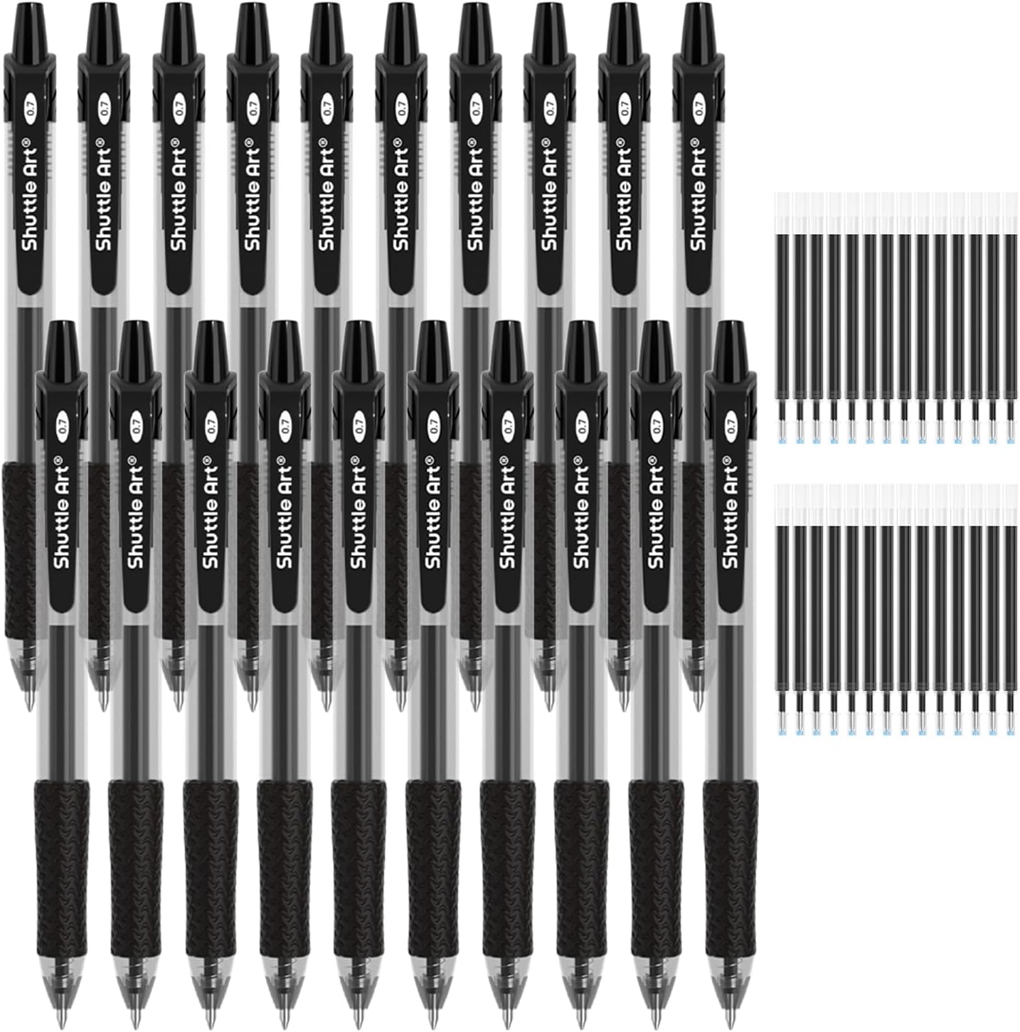 Black Gel Pens, 48 Pack(20 Pens with 28 Refills) Retractable Medium Point Rollerball Gel Ink Pens Smooth Writing with Comfortable Grip for Office School Home Work