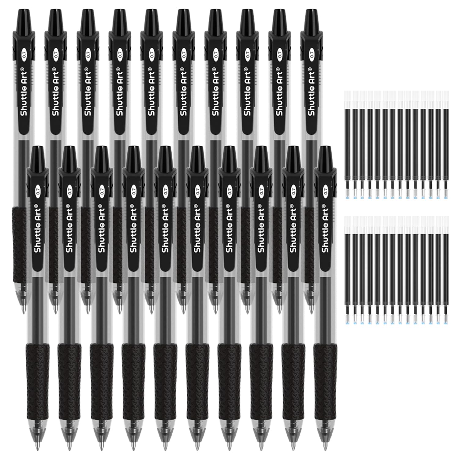 Black Gel Pens, 48 Pack(20 Gel Pens with 28 Refills) Shuttle Art Retractable Medium Point Rollerball Gel Ink Pens Smooth Writing with Comfortable Grip for Office School Home Work