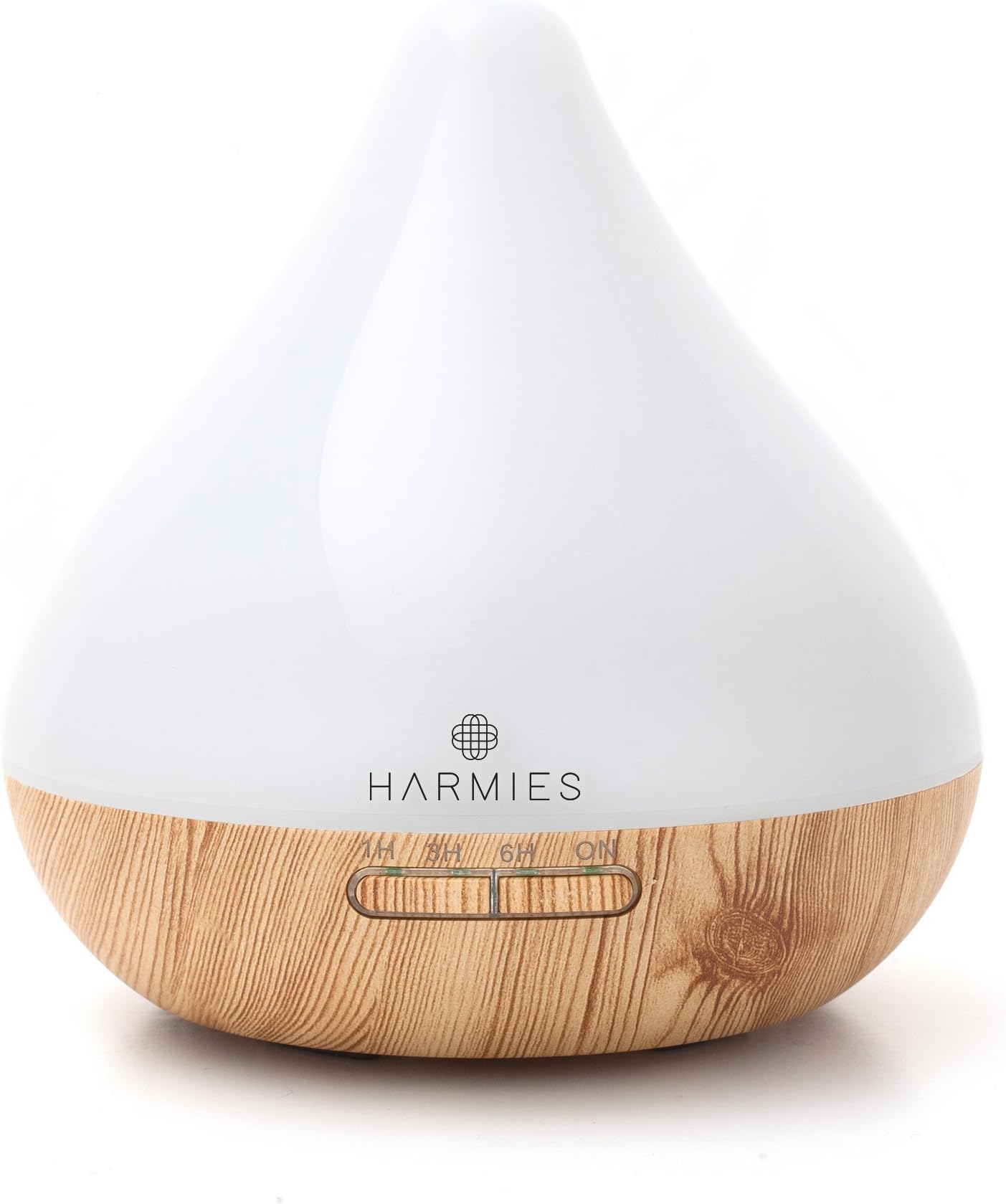 HARMIES 300ml Essential Oil Diffusers, Aromatherapy Diffuser and Humidifier for your Home, Office, Spa, with Ultrasonic Adjustable Cool Mist, Waterless Auto Shut-Off, 7 Colour LED - LIGHT WOOD