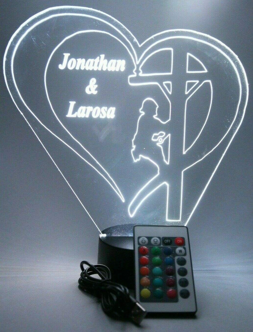 Line Installers Repairers Workers Lineman Night Light Up LED Engraved Custom Name Free Personalized Gift Desk Table Lamp Energy Efficient Home Room Decor With Remote, 16 Color Options, It's Wow