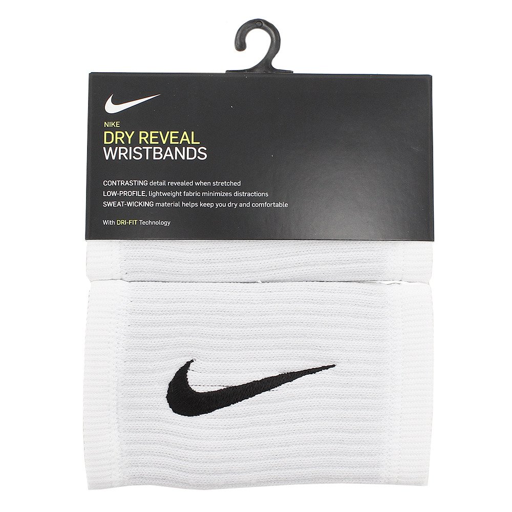 Nike Dri-Fit Reveal Doublewide Wristbands - Black with White Accents, One Size Fits All - Unisex - Tennis Players
