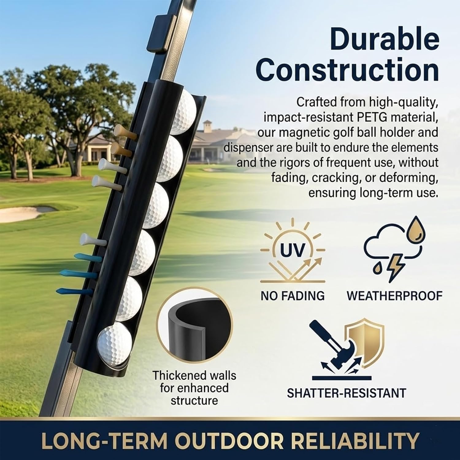 2 PACK Magnetic Golf Cart Ball Holder for Golf Cart Front Strut,3-in-1 Magnetic Golf Ball Holder and Dispense,Quick-Access Storage for Golf Balls,Tees,Heavy Duty Magnet Mount for Any Metal Surface