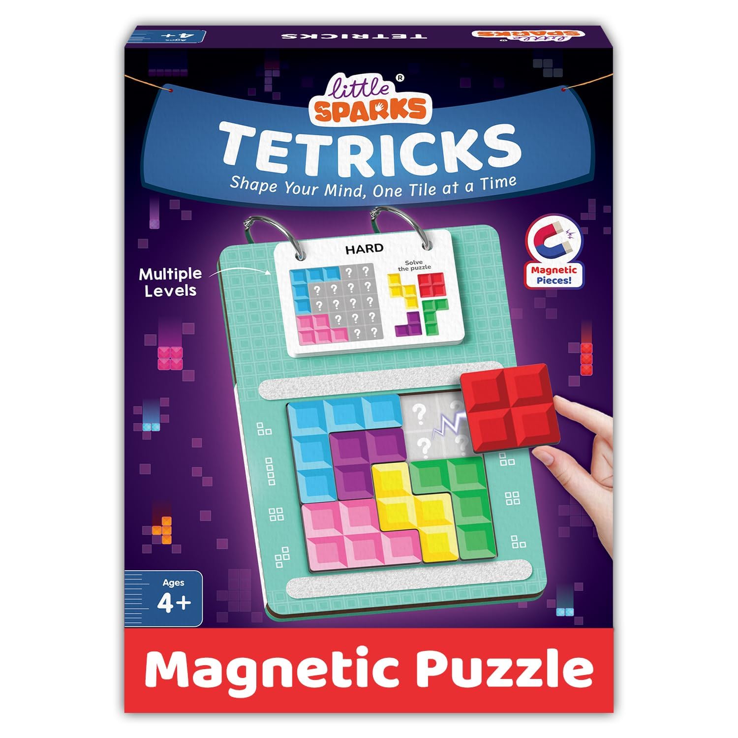 Smartivity Tetricks Magnetic Puzzle Game for Kids 4–8 Years | 30 Brain Teaser Challenges with 6 Magnetic Shapes | Travel-Friendly Educational Toy for Logic, Spatial Thinking & Problem-Solving Skills-image-20