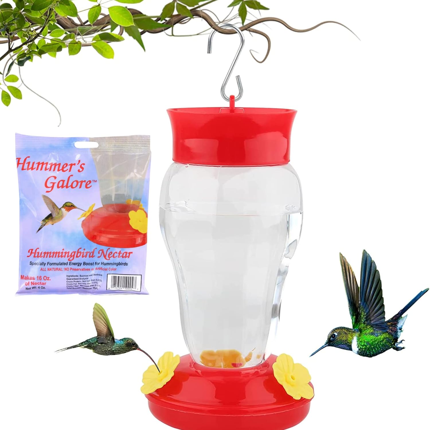 KRE Hummingbird Nectar 16Oz Ready to Mix Bird Food Specially Formulated Energy Boost for Bird for Outdoor Feeding Bottles All-Natural Weather Nectar Collector Formula Pack of 4 with Bonus Thert
