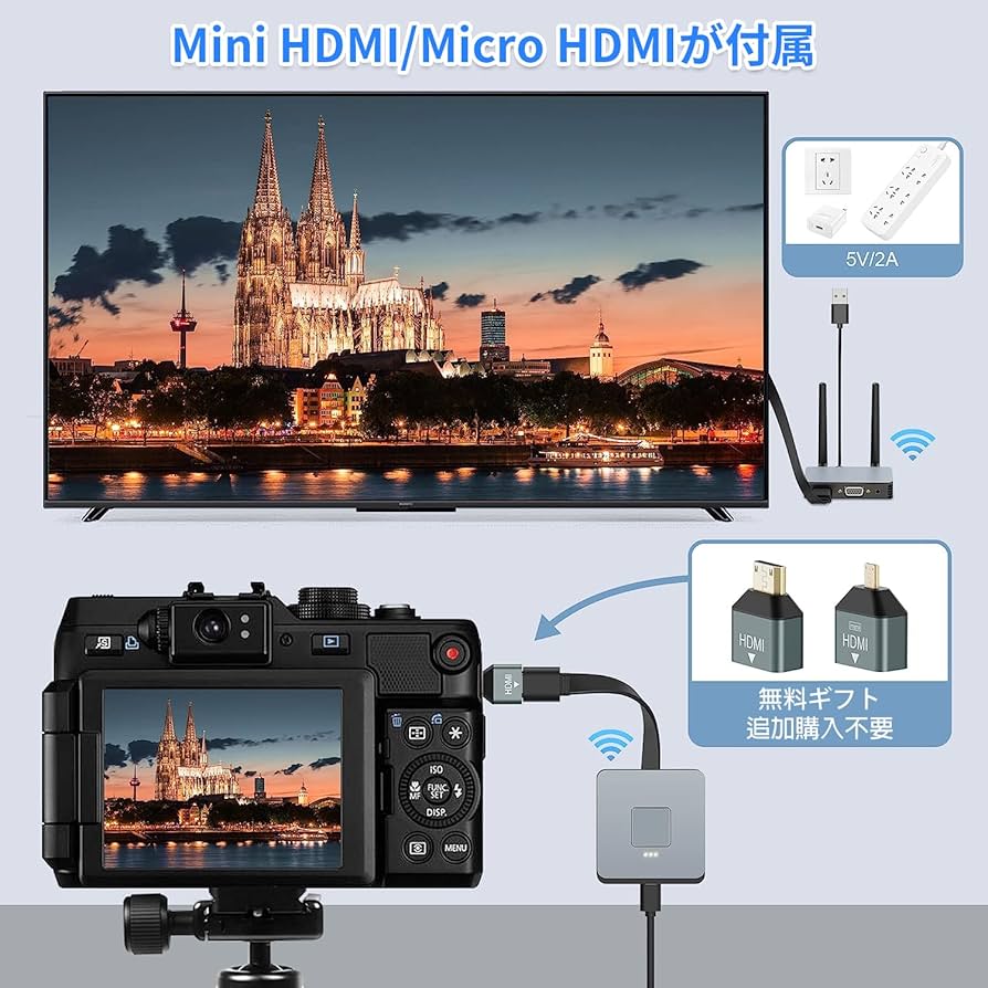 ワイヤレス  HDMI 送受信機セット/Micro HDMI変換端子付属 Amazon | Xotulv 【2023年最新】ワイヤレス hdmi 送受信機セット